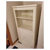 White Display Cabinet with Glass Door and Adjustable Shelves