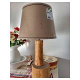 Rustic Wood Table Lamp with Drum Shade
