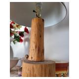 Rustic Wood Table Lamp with Drum Shade