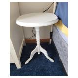 White Wooden Accent Table with Pedestal Base, 24 Inch Height