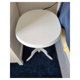 White Wooden Accent Table with Pedestal Base, 24 Inch Height