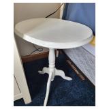White Wooden Accent Table with Pedestal Base, 24 Inch Height