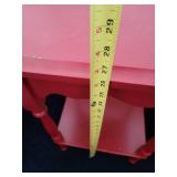 Red Wood End Table with Lower Shelf