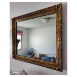 Ornate Gold-Framed Wall Mirror, 27x23 Inch