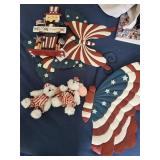 Patriotic Decor Collection with Wall Butterflies, Uncle Sam Sign, and Plush Bears