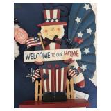 Patriotic Decor Collection with Wall Butterflies, Uncle Sam Sign, and Plush Bears