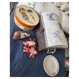 Vintage Doll and Trinket Box Collection with Decor Plate