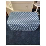 Upholstered Storage Ottoman with White Star Pattern
