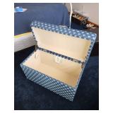 Upholstered Storage Ottoman with White Star Pattern