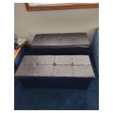 Set of 2 Black Faux Leather Storage Benches
