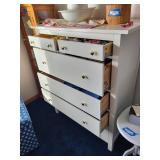 White 6-Drawer Wooden Dresser with Brass Knobs