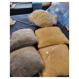 Assorted Decorative Throw Pillows and Quilted Blankets Collection