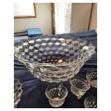 14-Piece Vintage Indiana Glass Diamond Point Punch Bowl Set