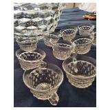 14-Piece Vintage Indiana Glass Diamond Point Punch Bowl Set