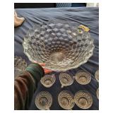 14-Piece Vintage Indiana Glass Diamond Point Punch Bowl Set