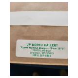 Framed Print of Girl with Cat by Garden, Up North Gallery Matting, 32x27 Inches