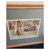 Framed Art Print of Children at Picnic Table by Elsa Beskow, 29x25 Inches