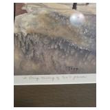 Framed Winter Village Watercolor Print Signed by Topp