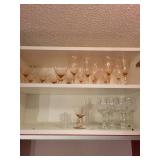 Collection of Vintage Pink and Clear Crystal Wine Glasses