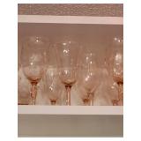 Collection of Vintage Pink and Clear Crystal Wine Glasses