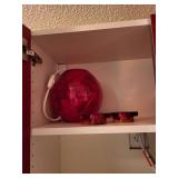 Modern Red Globe Table Lamp with Acrylic Coasters Set