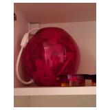 Modern Red Globe Table Lamp with Acrylic Coasters Set