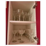 Set of 12 Etched Crystal Wine Glasses with Floral Motif