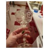 Set of 12 Etched Crystal Wine Glasses with Floral Motif