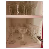 Set of 12 Etched Crystal Wine Glasses with Floral Motif