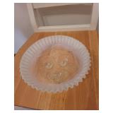 Pair of Vintage Fenton White Opalescent Glass Bowls with Ruffled Edges