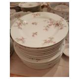 Vintage Floral China Dinnerware Set with Serving Pieces and Glassware