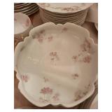Vintage Floral China Dinnerware Set with Serving Pieces and Glassware