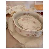 Vintage Floral China Dinnerware Set with Serving Pieces and Glassware