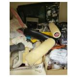 Cabinet with Hand Tools, Painting Supplies, and Light Fixtures