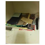 Cabinet with Hand Tools, Painting Supplies, and Light Fixtures