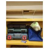 Group of Power Tool Cases and 18 Gauge Nailer with Makita Pouch and Dirt Devil Hand Vac