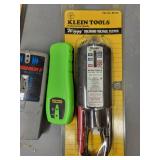 Large Lot of Hand Tools and Accessories Including Drill Bits, Blades, Voltage Tester, and More