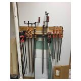 Collection of 14 Assorted Bar and Pipe Clamps for Woodworking