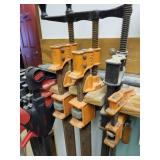 Collection of 14 Assorted Bar and Pipe Clamps for Woodworking