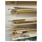 Assorted Lot of Wood Boards, Shelves, and Dowels for Woodworking