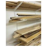 Assorted Lot of Wood Boards, Shelves, and Dowels for Woodworking