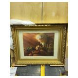 Framed Print of Praying Old Man with Bread by Bookie, Ornate Gold Frame