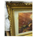 Framed Print of Praying Old Man with Bread by Bookie, Ornate Gold Frame