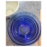 Collection of Vintage Mixing Bowls Including Blue Anchor Hocking Set