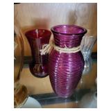 Collection of 5 Decorative Glass Vases Including Fenton Handpainted Vase