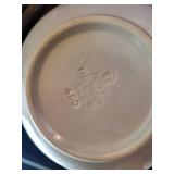 Marshall Pottery Stoneware Pitcher and Mixing Bowl with Blue Floral Design