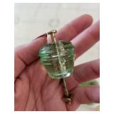 Set of 6 Green Glass Drawer Pulls with Hardware