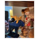 Russian Folk Art Wooden Figurine and Miniature Barrel Set