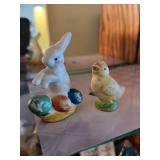Vintage Japan Easter Rabbit and Chick Ceramic Figurines