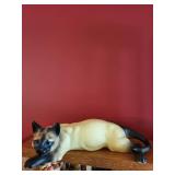 Vintage Siamese Cat Figurine with Blue Eyes